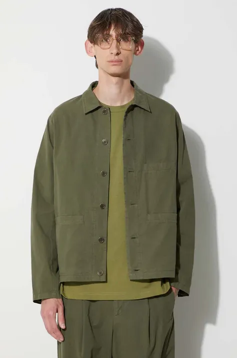 Bavlnená bunda A.P.C. zelená farba, prechodná