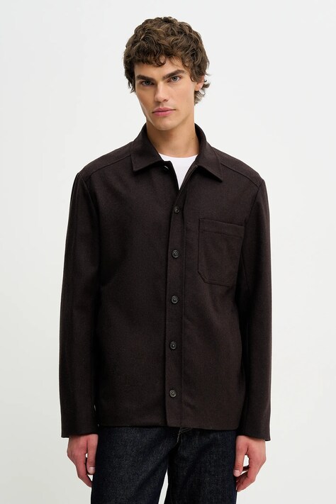 A.P.C. kurtka wełniana kolor brązowy przejściowa