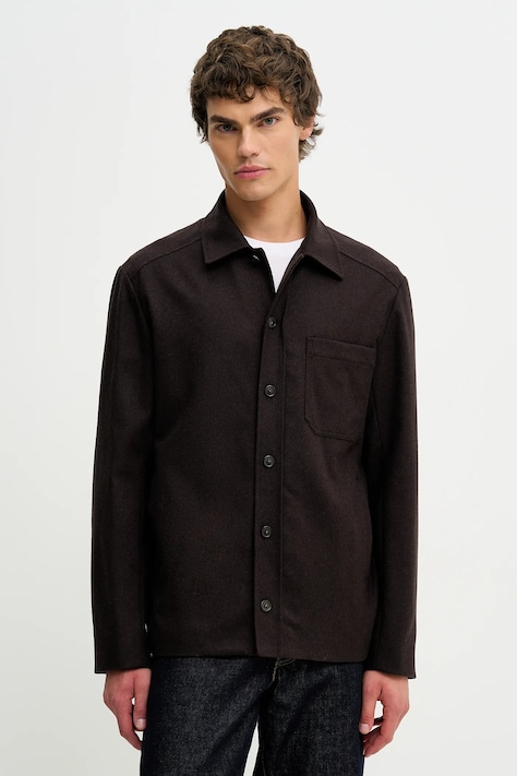 A.P.C. kurtka wełniana kolor brązowy przejściowa