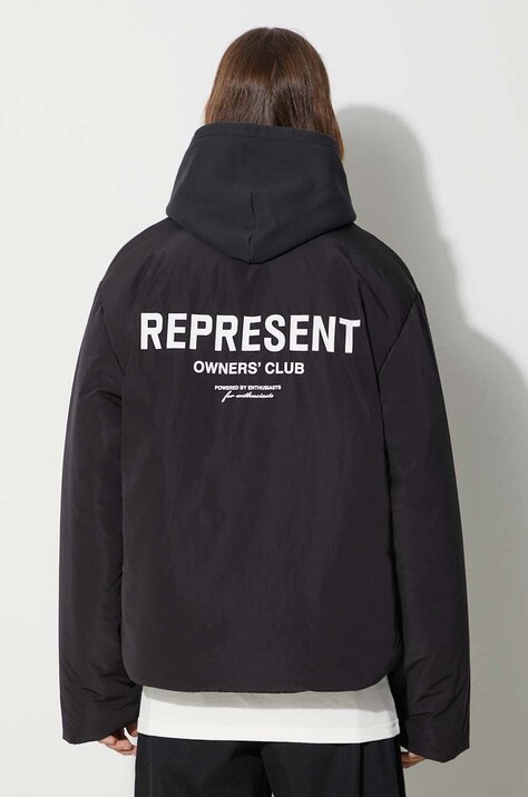 Jakna Represent Owners Club Wadded Jacket za muškarce, boja: crna, za zimu