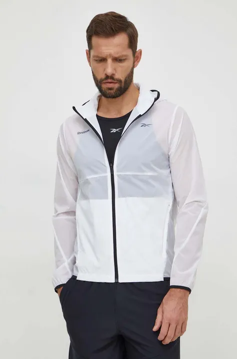 Reebok windbreaker culoarea alb, de tranzitie