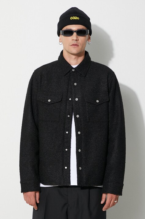 Jakna s dodatkom vune Billionaire Boys Club OUTDOORSMAN OVERSHIRT boja: crna, za prijelazno razdoblje, B23321
