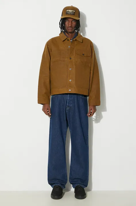 Filson geaca jeans Short Lined Cruiser barbati, culoarea maro, de tranzitie, FMCPS0012