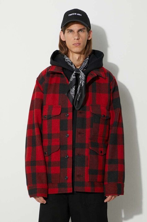 Filson geacă de lână Mackinaw Cruiser culoarea roșu, de tranziție, FMCPS0015