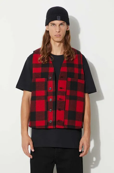 Filson bezrękawnik wełniany Mackinaw Wool Vest kolor czerwony przejściowy FMGIL0011