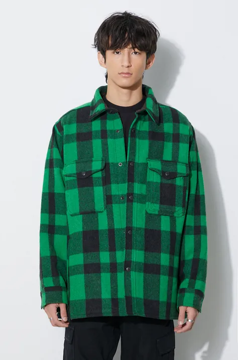 Шерстяная куртка-бомбер Filson Mackinaw цвет зелёный переходная FMOSH0004