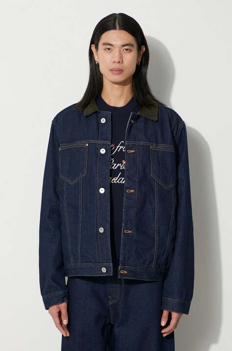Drôle de Monsieur geacă din denim La Veste Jean Brut bărbați, culoarea bleumarin, de tranziție, oversized, C-JT137-CO084-NY