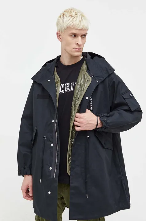 Pernata jakna Converse za muškarce, boja: crna, za zimu