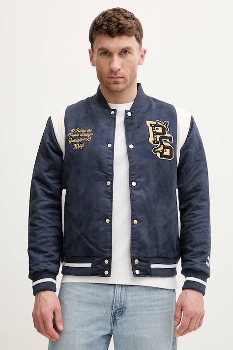 Μπουφάν bomber Puma PUMA X STAPLE Varsity Jacket ανδρικό, χρώμα: ναυτικό μπλε, 622203