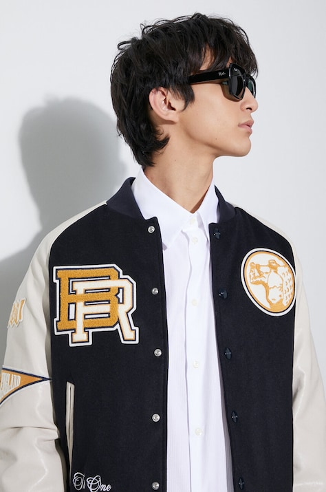 Baracuta giubbotto bomber in misto lana Varsity Bomber colore blu navy  BRCPS0996
