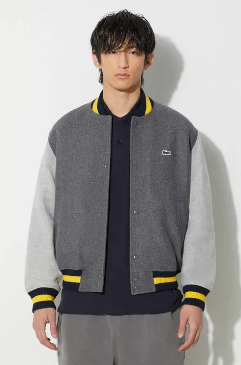Lacoste wool bomber jacket gray color BH0562 QIV