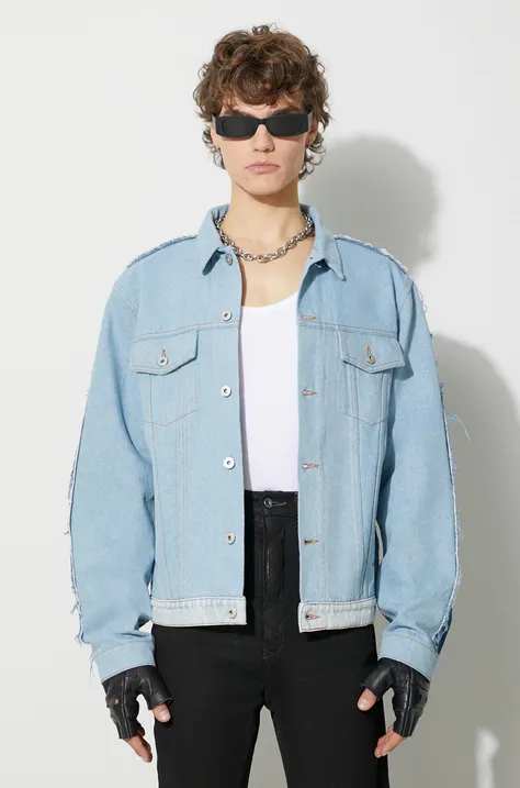 Heron Preston kurtka jeansowa Washed Insideout Reg Jkt męska kolor niebieski przejściowa HMYE013F23DEN0014500