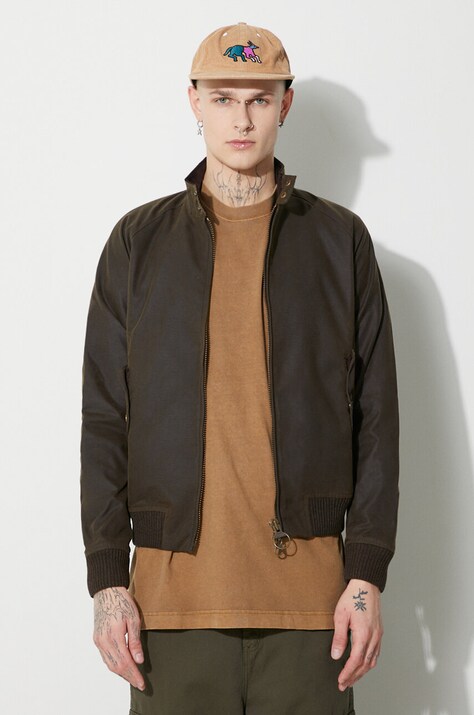 Baracuta kurtka Baracuta x Barbour Porton Wax męska kolor zielony przejściowa oversize BRCPS1009
