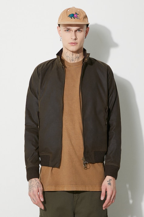 Baracuta kurtka Baracuta x Barbour Porton Wax męska kolor brązowy przejściowa oversize BRCPS1009