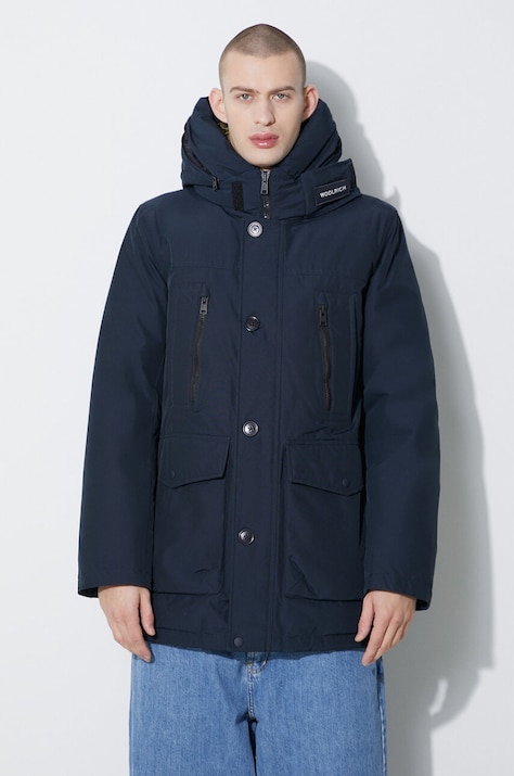 Péřová bunda Woolrich Ramar Arctic Parka pánská, tmavomodrá barva, zimní, CFWOOU0866MRUT0001