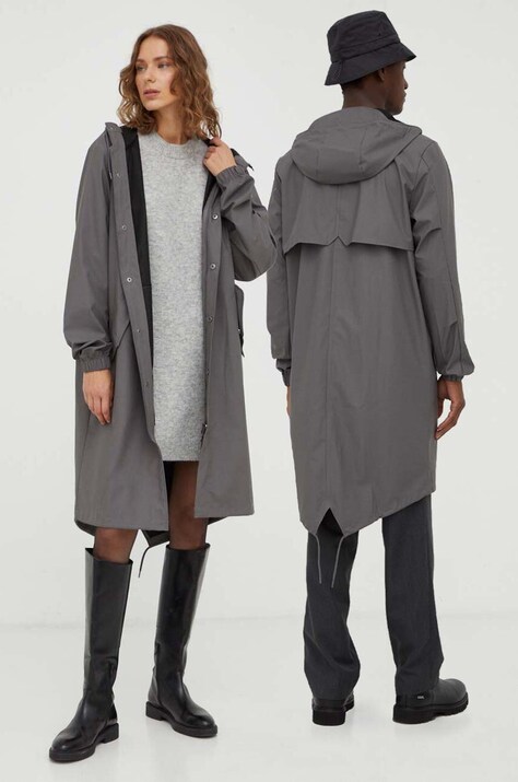 Kišna jakna Rains 18140 Jackets boja: siva, za prijelazno razdoblje