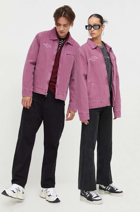 Guess Originals geacă din denim culoarea violet, de tranziție