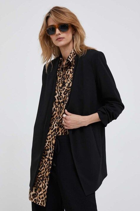 Dkny marynarka kolor czarny niezapinana gładka