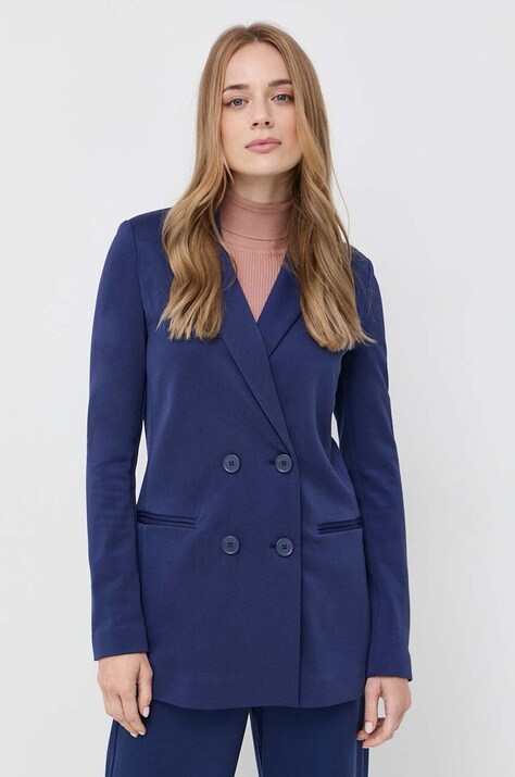 MAX&Co. sacou culoarea albastru marin, cu doua randuri de nasturi, neted