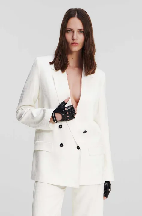 Піджак Karl Lagerfeld колір бежевий двобортний однотонна