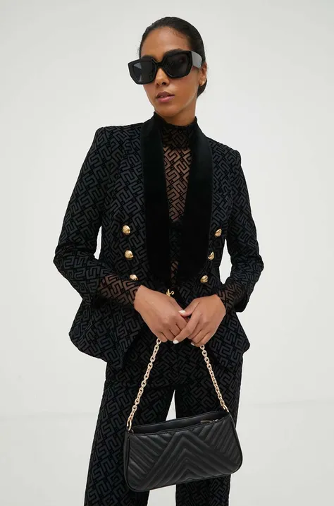 Піджак Elisabetta Franchi колір чорний двобортний візерунок