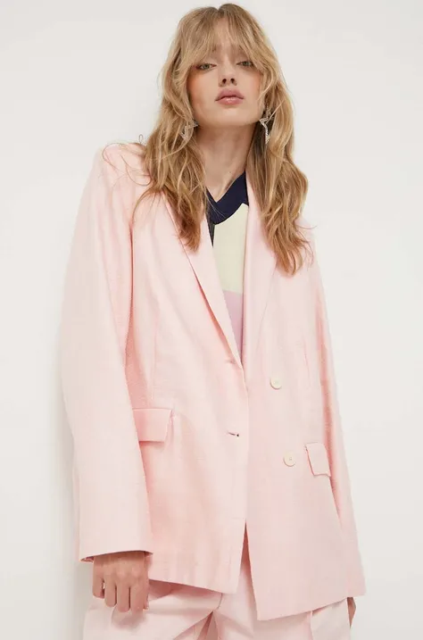 Хлопковый пиджак Stine Goya цвет розовый однобортный однотонная
