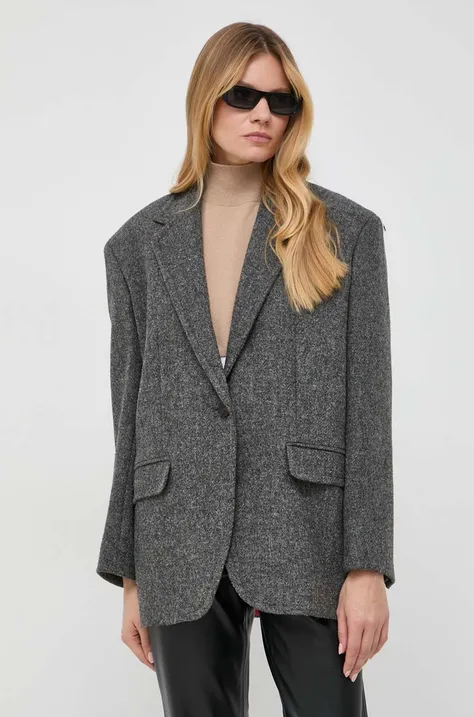 Шерстяной пиджак Weekend Max Mara цвет серый однобортный меланж