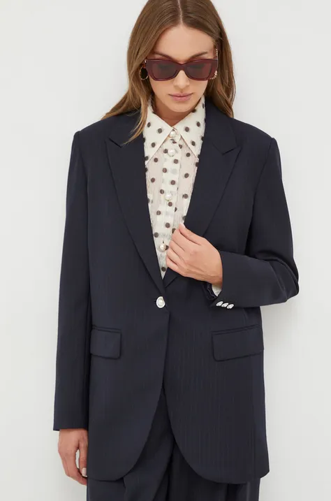 Шерстяной пиджак Custommade цвет синий однобортный узор