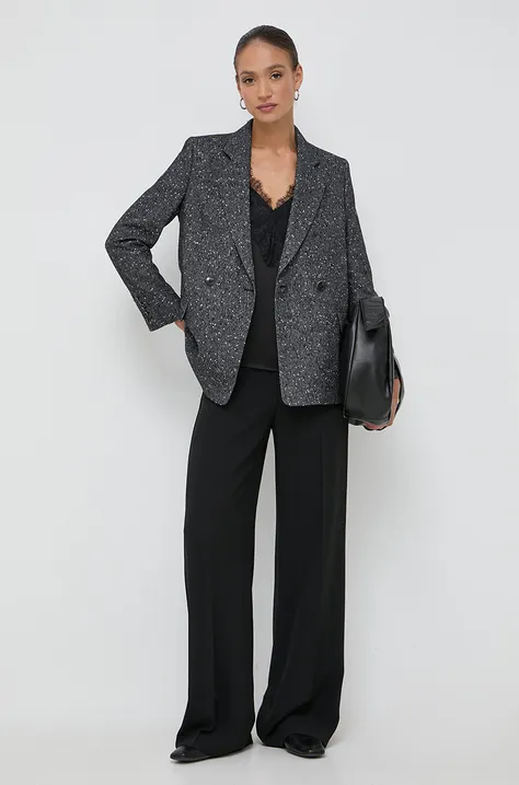 Пиджак с примесью шерсти BOSS цвет чёрный двубортный узор