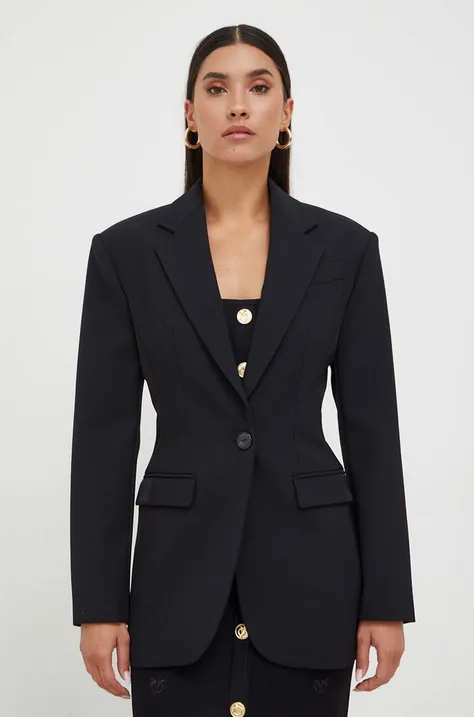 Пиджак с примесью шерсти Pinko цвет чёрный однобортный однотонная