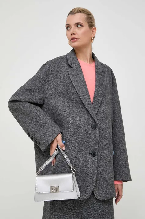 Sako s primjesom vune MAX&Co. x Anna Dello Russo boja: siva, jednoredno zakopčavanje, s uzorkom