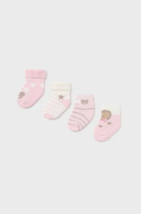 Носки для младенцев Mayoral Newborn 4 шт цвет розовый