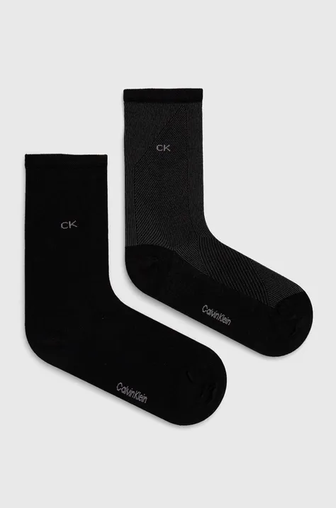 Ponožky Calvin Klein 2-pak dámske, čierna farba