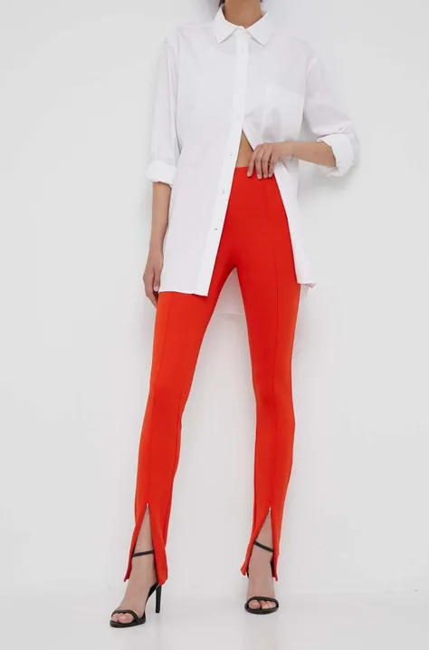 Calvin Klein spodnie damskie kolor pomarańczowy