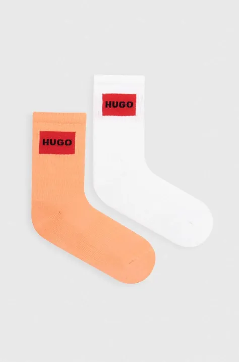Шкарпетки HUGO 2-pack жіночі колір помаранчевий