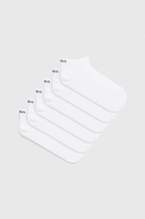 Čarape HUGO 6-pack za žene, boja: bijela, 50483086