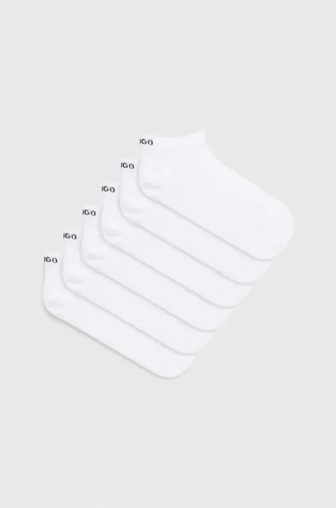 Čarape HUGO 6-pack za žene, boja: bijela