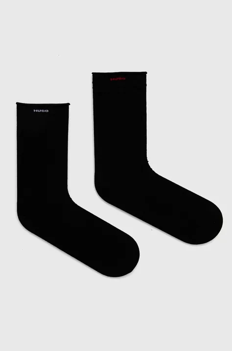 Ponožky HUGO 2-pack dámské, černá barva