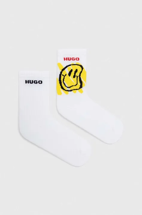 Ponožky HUGO 2-pack dámské, bílá barva