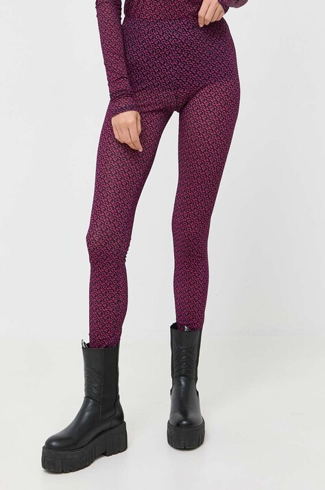 Pinko legginsy damskie kolor fioletowy wzorzyste