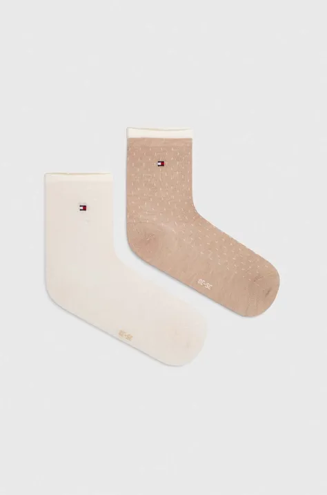 Шкарпетки Tommy Hilfiger 2-pack жіночі колір бежевий