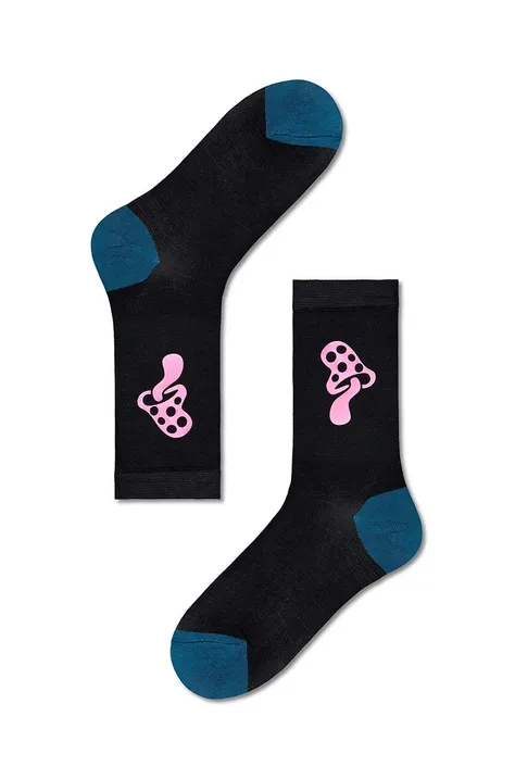 Čarape Happy Socks Caroline Crew Sock za žene, boja: crna