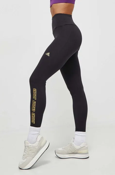 adidas legginsy damskie kolor czarny z nadrukiem