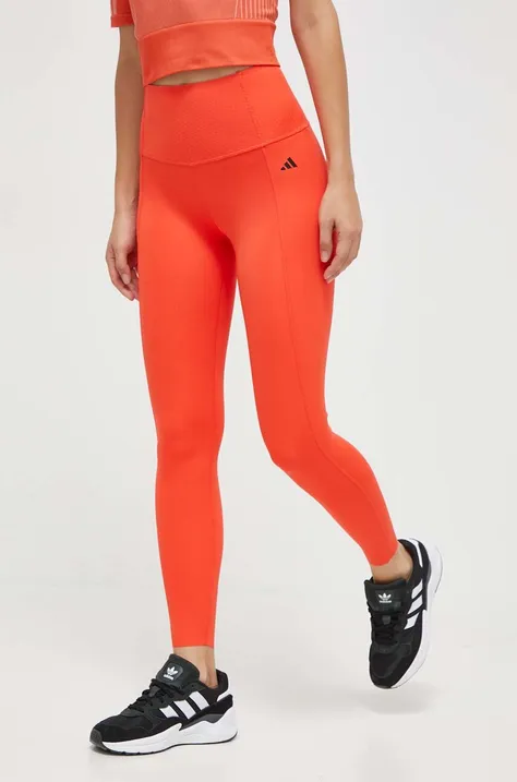 adidas Performance legginsy treningowe Optime Power kolor pomarańczowy gładkie