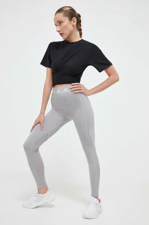 adidas Performance edzős legging Techfit szürke, nyomott mintás