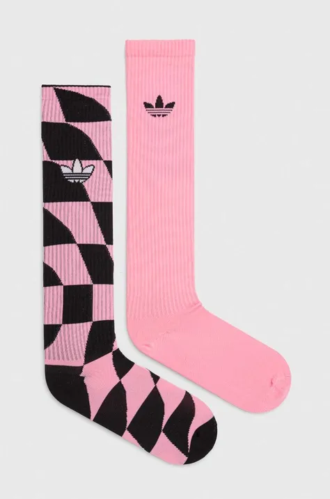 Ponožky adidas Originals 2-pak dámske, ružová farba