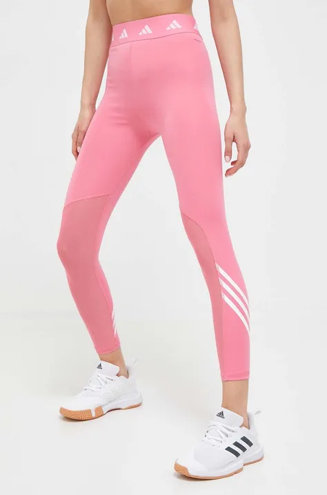 adidas Performance legginsy treningowe Techfit 3-Stripes kolor różowy z nadrukiem