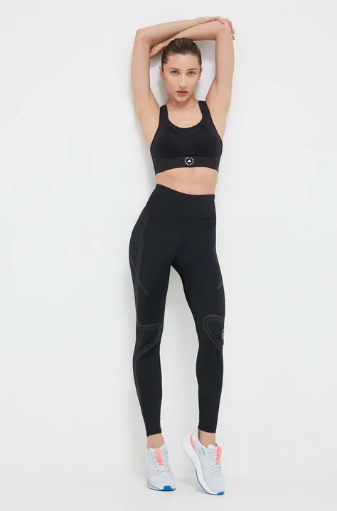 adidas by Stella McCartney legginsy do biegania TruePace kolor czarny z nadrukiem