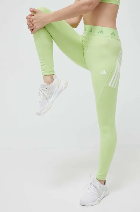Tréningové legíny adidas Performance Techfit Hyperglam zelená farba, s potlačou