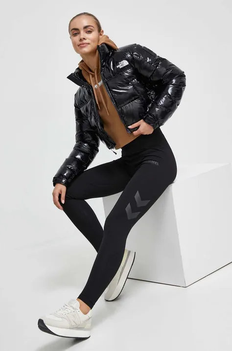 Hummel legginsy damskie kolor czarny z nadrukiem